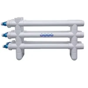 A white water filtration system with three pipes, designed to provide efficient aquatic filtration services.
